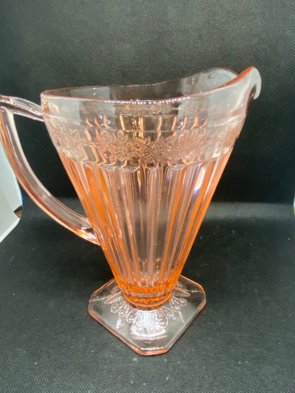 Jeanette Glass Pink Pedestal Pitcher 1930’s